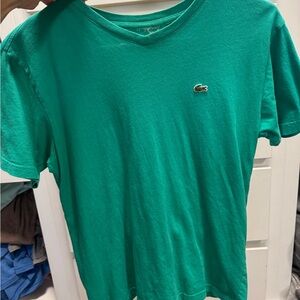 Lacoste Teal Green V-Neck Polo Tee